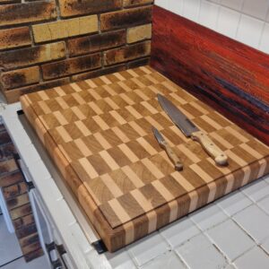 Billot de boucher en bois massif – Chêne et Hêtre – 48 x 59,5 x 5,5 cm