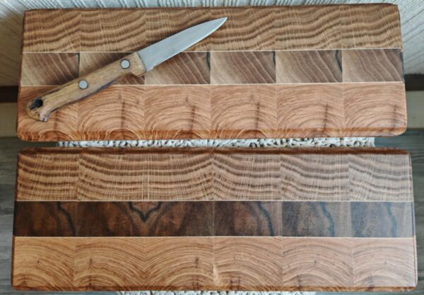 Planche de service en bois de bout – Chêne, Frêne, Noyer & Érable – Fabrication artisanale française
